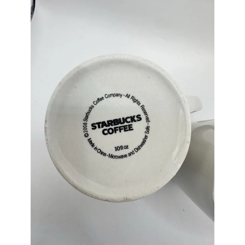 2 Starbucks 10oz‎ 2008 Coffee Tea Mug Tall 4